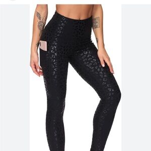 The Gym People Black Leopard Print Leggings
